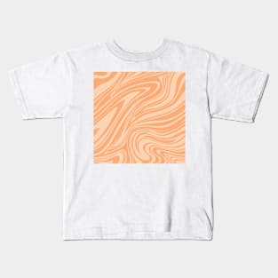 Groovy Swirling Liquid Pattern - Pastel Terracotta Kids T-Shirt